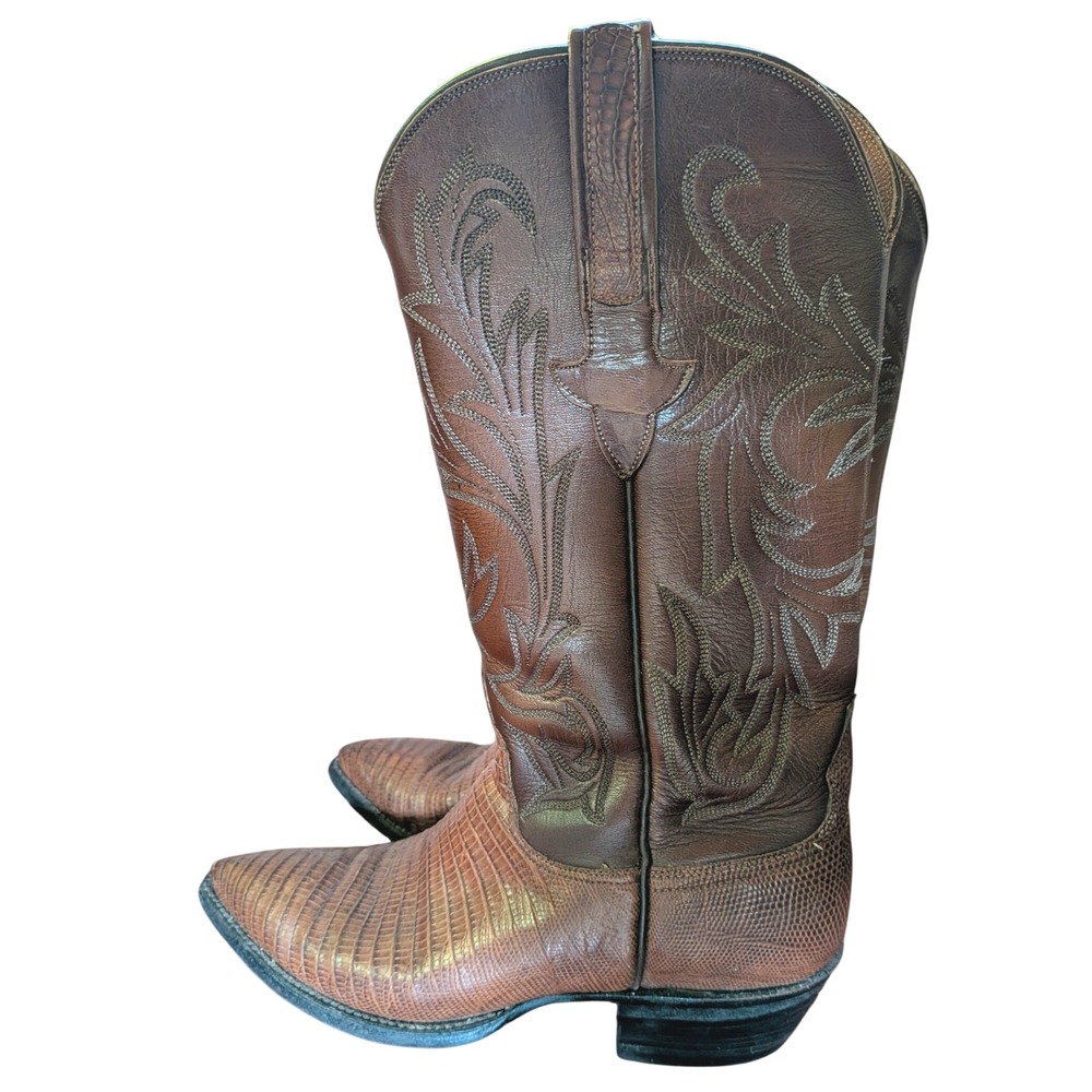 Luchesse Cowboy Boots Women 6 Western Boho Exotic Lizard Skin Pointed Toe Rustic